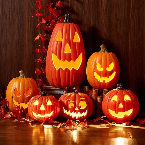 Decorazioni per zucca incandescente di Halloween Decorazioni per feste a casa a tema festival alimentate a batteria con triplo strato illuminato a LED 3