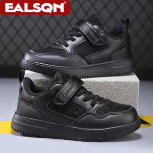 Scarpe sportive alla moda per bambini Studenti neri Bambini Ragazzi e ragazze Scarpe da passeggio piatte antiscivolo Tennis leggero e traspirante 1