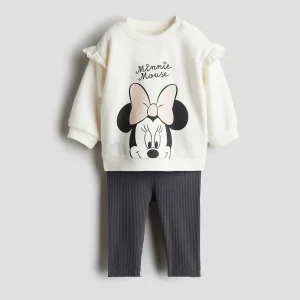 Set di abbigliamento Disney Cartoon Minnie Mouse adatto per set autunnale e invernale per ragazze Set di magliette sportive per bambini Topolino 1