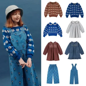 Abbigliamento per bambini Ragazze 2025 Nuovo inverno EM Marca Ragazzi Maglione e pantaloni in maglia Set di abiti per bambini Denim Abiti carini Tees Capispalla per bambini 1