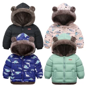 Giacca invernale per bambini spessa Ragazzi Ragazze Cappotto con cappuccio in cashmere imbottito in cotone Pile per bambini Capispalla caldo Abbigliamento per 2 3 4 5 6 anni 1