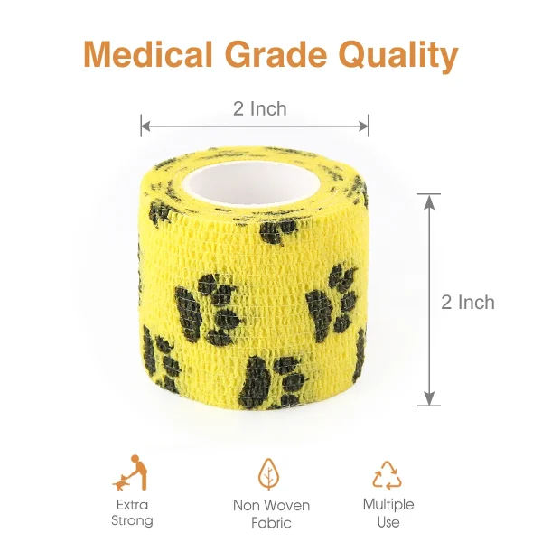 24 rotoli Vet Wrap Benda elastica per animali domestici Benda autoadesiva per cane Gatto Cavallo Nastro sportivo autoadesivo non tessuto per ginocchio caviglia 2