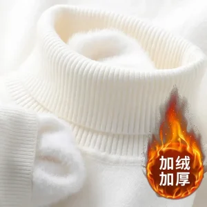 Maglione dolcevita da uomo autunno inverno lavorato a maglia velluto caldo pullover a maniche lunghe maglione base camicetta casual a prova di freddo per esterni 1