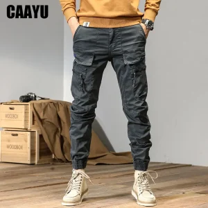 CAAYU Jogging Pantaloni Cargo Uomo Casual Y2k Multi-tasca Pantaloni Maschili Pantaloni Sportivi Streetwear Techwear Tattico Pista Pantaloni Grigi da Uomo 1