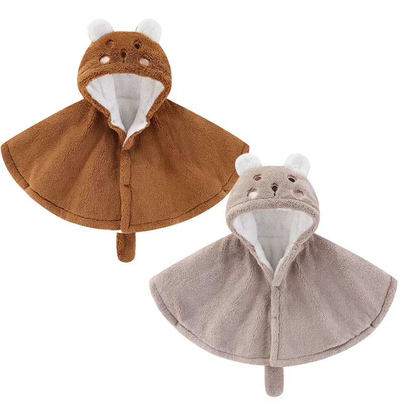 Mantello caldo per bambini 2025 Inverno simpatico coniglietto solido addensato scialle antivento vestiti per bambini cappotto ragazzi ragazze 2