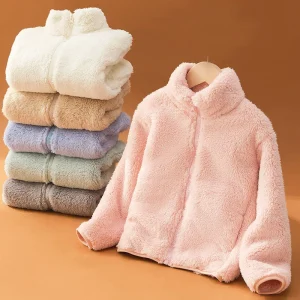 Bambini Peluche Velluto Giubbotti Ragazzi Ragazze Cappotti in pile Per bambini Autunno Inverno Capispalla imbottito Adolescente Abbigliamento caldo 2-12 anni 1