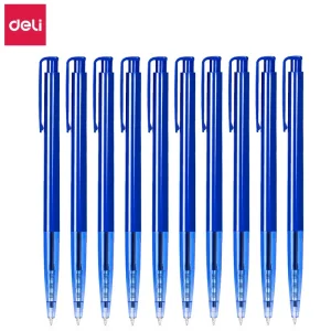 Deli 10/60 pezzi, set di penne a sfera con punta a proiettile, punta fine 0,7 mm, inchiostro nero/blu, materiale per ufficio e scuola, cancelleria 1