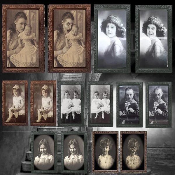 38*25CM intercambiabile 3D Ghost Face Photo Frame Horror Portrait Picture Halloween Party Horror Bar Haunted House Decoration puntelli 2