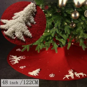 Gonna rossa per albero di Natale da 90/122 cm Nuovo sotto l'albero di Natale Tappetino per Capodanno Tappeto natalizio 2024 Decorazione creativa in lana lavorata a maglia 1