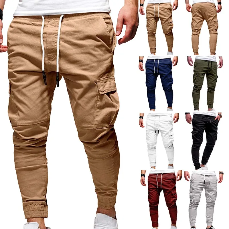 Pantaloni Oversize da uomo 2021 nuovi pantaloni Cargo solidi Casual pantaloni da uomo pantaloni con coulisse vita elastica pantaloni sportivi da uomo Streetwear 1