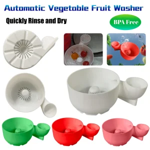 Lavatrice automatica per frutta e verdura Stampa 3D Spinner per lavaggio alimenti Cestino per pulizia senza BPA per drenaggio della cucina Picnic all'aperto 1