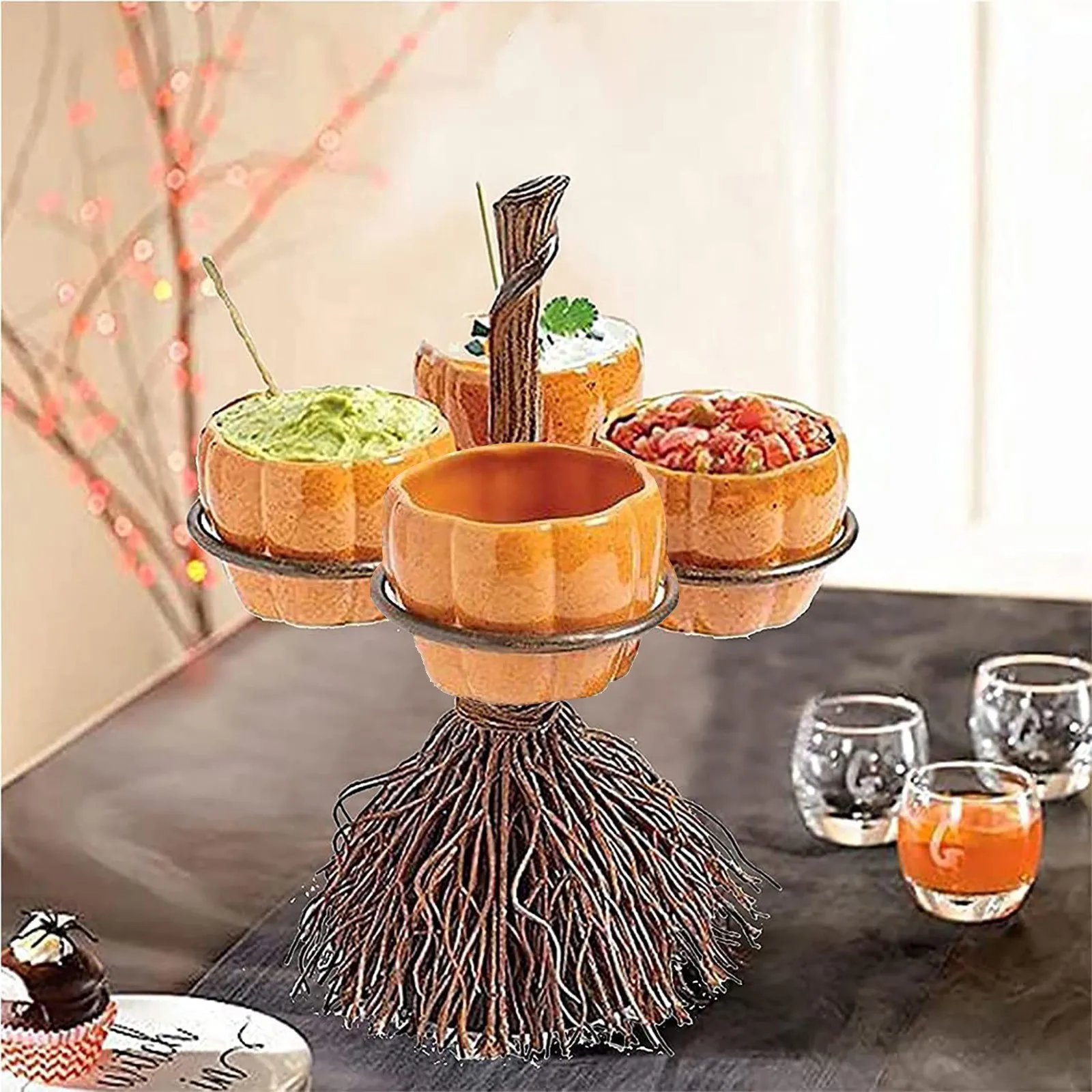 Zucca di Halloween Snack Ciotola Rack Decorazione da tavolo Frutta Caramelle Ciotola da dessert Accessori per la decorazione della casa Regalo del festival 3