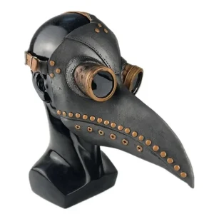 Maschera da medico per parassiti in gomma nera Halloween Naso lungo Bird Creek Steampunk Maschera in lattice a gas Cosplay Prop per bambini e adulti 1