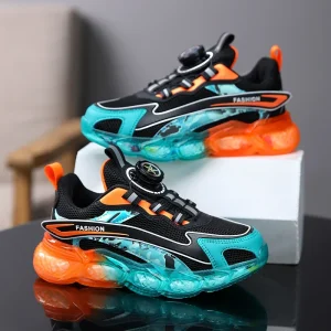 Nuove scarpe da ginnastica per bambini estive traspiranti 5-16 anni scarpe da corsa per ragazzi nuove scarpe sportive per bambini con fibbia girevole scarpe da ginnastica Casual all'aperto 1