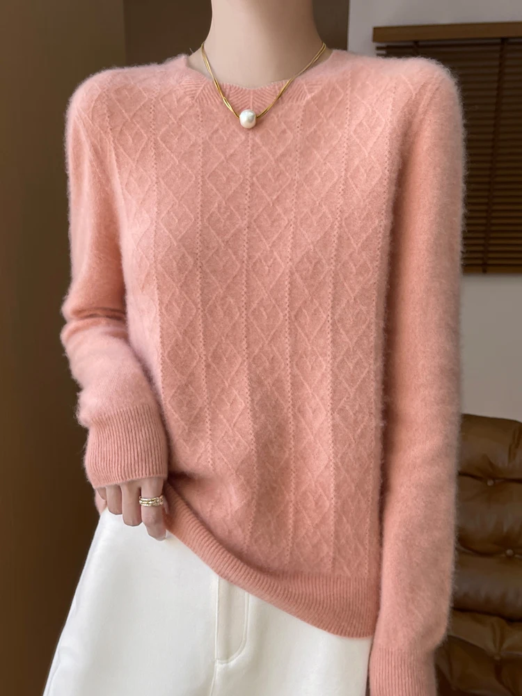 Maglione da donna O-Collo 100% lana merino Maglieria Pullover in cashmere Autunno Inverno Manica lunga Grace Solid Abiti comodi Top 5