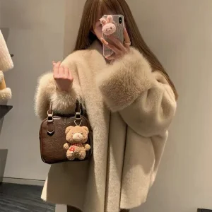 Cappotto in pelliccia di visone finto per donna Giacca casual pelosa allentata spessa invernale Y2K Moda streetwear Capispalla in pelliccia calda a maniche lunghe 1