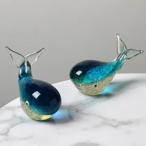 Smalto colorato luminoso balena artigianato in vetro creativo animale marino opera d'arte ornamenti decorativi da tavolo 1