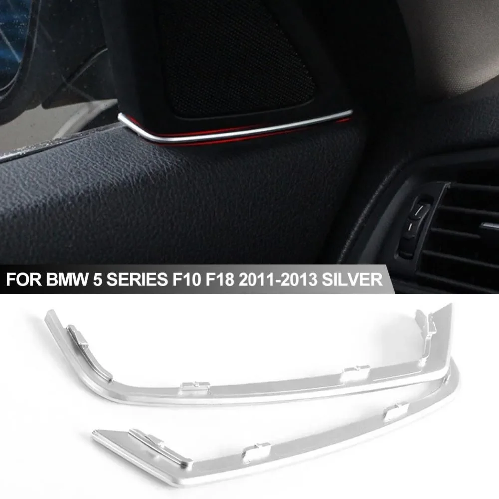 2/4PCS Porta Anteriore Altoparlante Copertura Gap Trim Argento ABS Modanature Interne per BMW Serie 5 F10 2011-2013 Accessori Per Interni Auto 3