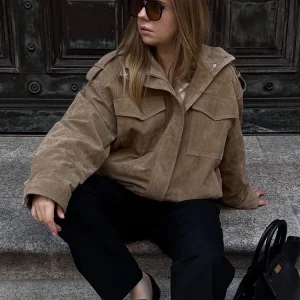 HH Giacca autunnale da donna Cappotto con cerniera a maniche lunghe Cappotto bomber Cappotti larghi con tasca Donna 2025 Capispalla da donna alla moda 1