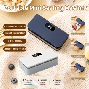 Mini sigillatrice portatile Sigillatrice per sacchetti di calore 2 in 1 Sigillatrice per pacchetti di stoccaggio in plastica ricaricabile per cucina domestica Picnic all'aperto 1
