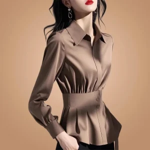 Camicia che unisce la vita Nuovo cappotto da donna realizzato in Europa Lady Primavera Estate 2025 Giacche di nicchia chic di fascia alta Top di lusso leggero Donna 1