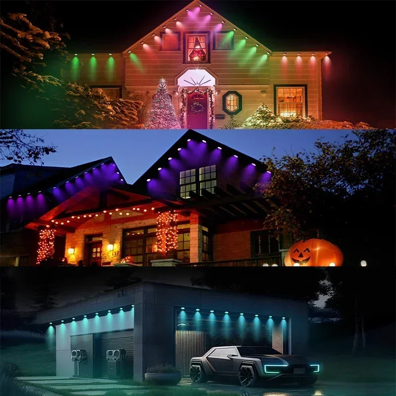 Luce decorativa per grondaia esterna RGB Luce colorata per trasformazione APP Telecomando Luce a risparmio energetico per decorazioni per feste 6