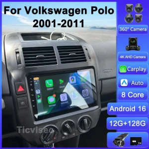 Per Volkswagen Polo Mk4 2001 - 2011 Android Autoradio Lettore Multimediale Carplay Auto Stereo GPS Navi 2din DSP Unità Principale 1