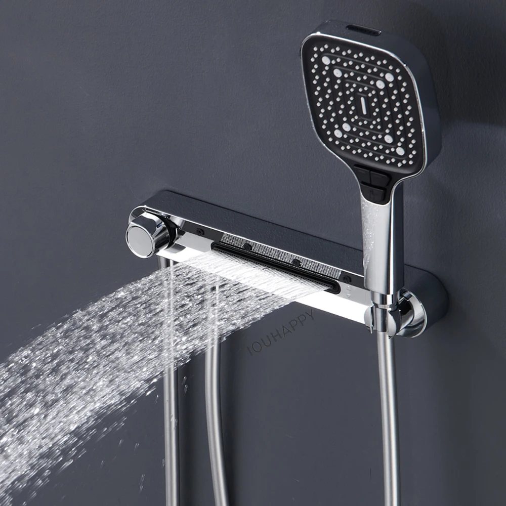 Soffione doccia ad alta pressione con tubo flessibile 3 modalità Set soffione doccia a pioggia a risparmio idrico Installazione senza punzonatura Accessori da bagno 1