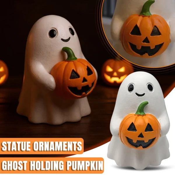 Statua di fantasma di Halloween con ornamento di zucca Decorazione creativa per il desktop della casa Decorazione per l'atmosfera della festa Regalo di festa 3