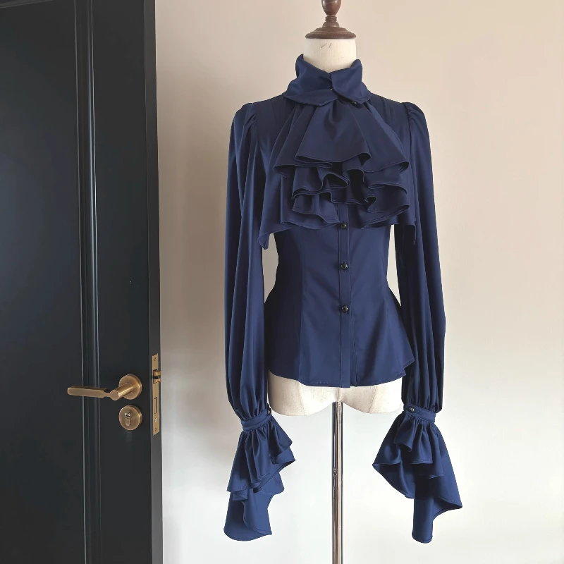 Lolita Dolce Camicetta con maniche svasate Y2k Estetica Ruffle Grunge Camicia aderente Top Donna Harajuku Monopetto Vintage Blusas 2