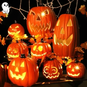 Halloween Pumpkin Lights Jack O Lantern a batteria Vintage Light Up lanterna di zucca casa stregata decorazione della tavola di casa 1