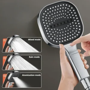 Soffione doccia quadrato a 3 modalità con pannello grande Soffione doccia a pioggia addensato ad alta pressione resistente alle cadute Miscelatore doccia con filtro per bagno 1