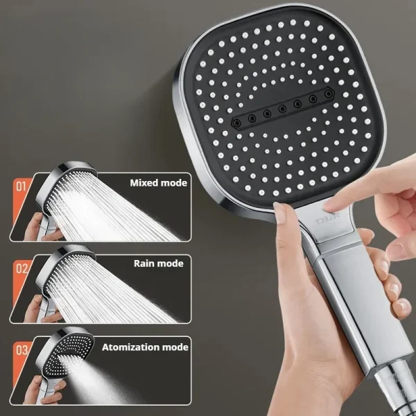 Soffione doccia quadrato a 3 modalità con pannello grande Soffione doccia a pioggia addensato ad alta pressione resistente alle cadute Miscelatore doccia con filtro per bagno 1