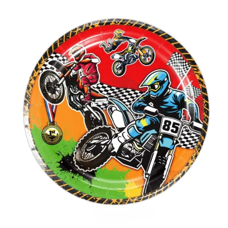Decorazione per festa di compleanno per motocicletta Stoviglie da corsa di motocross Piatto tazza Tovaglia a palloncino per bambini Ragazzi Bomboniere regalo 4