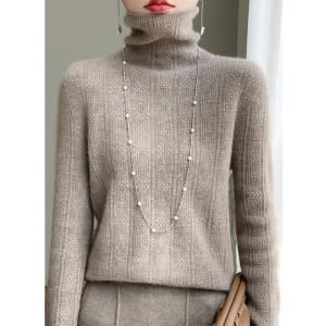 Nuovo maglione di cashmere da donna in lana merino 100% autunno e inverno pullover a collo alto alla moda casual top in maglia a maniche lunghe 1