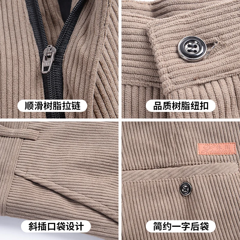 Pantaloni di velluto a coste di cotone 2025 Pantaloni da uomo in velluto a coste in tessuto morbido e confortevole per uomini di mezza età Papà Marito Pantaloni da ufficio giornalieri 5