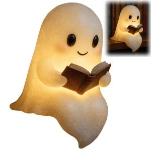 Luci di Halloween Lampada fantasma per interni Fantasma Lettura Libro Design Illuminazione per vacanze Camino Mantello Casa Arredamento camera da letto di casa 1