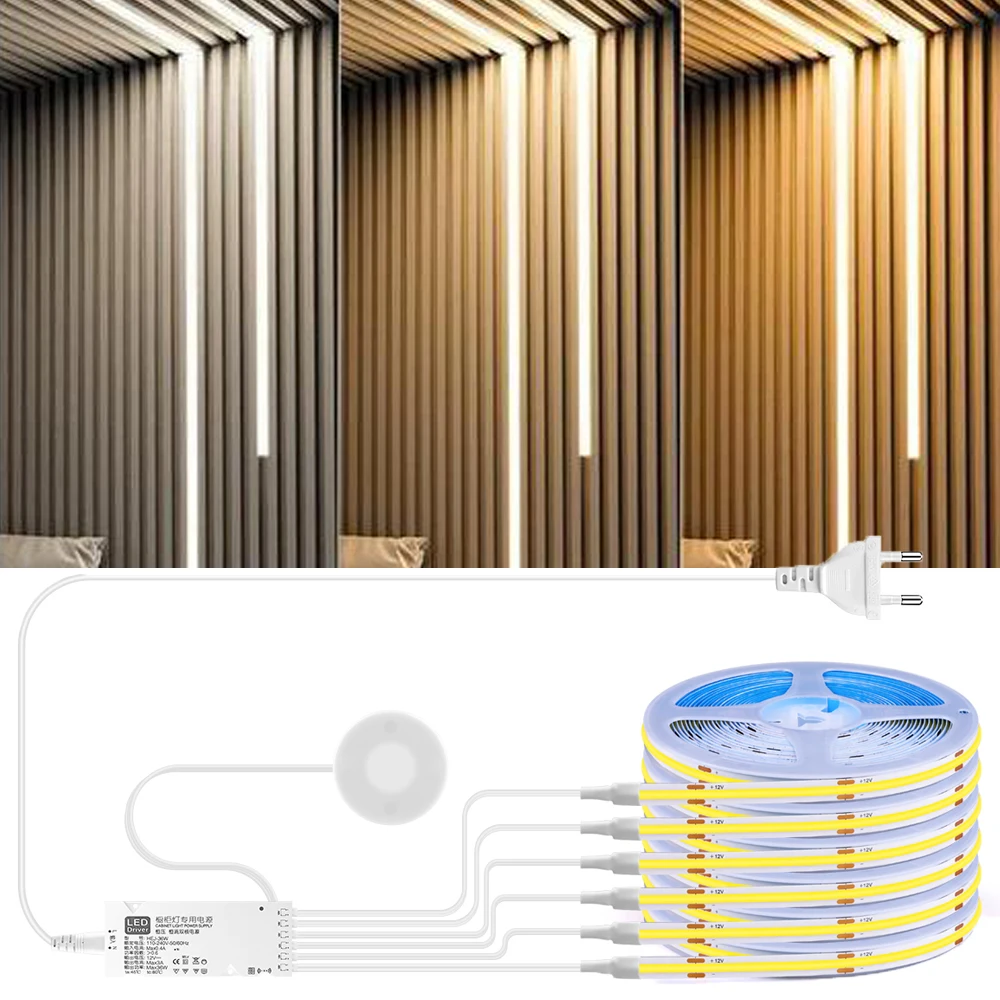 Luci con sensore tattile a strisce LED COB dimmerabili intelligenti per l'illuminazione della decorazione natalizia della parete del soffitto dell'armadio della cucina 1