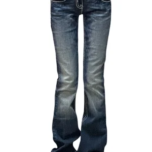 Donne Gyaru Giapponese Harajuku Trashy Y2K Jeans Vita bassa Flare Pantaloni in denim 2000s Pantaloni lunghi a zampa d'elefante Kpop Vintage Slim Hot 1