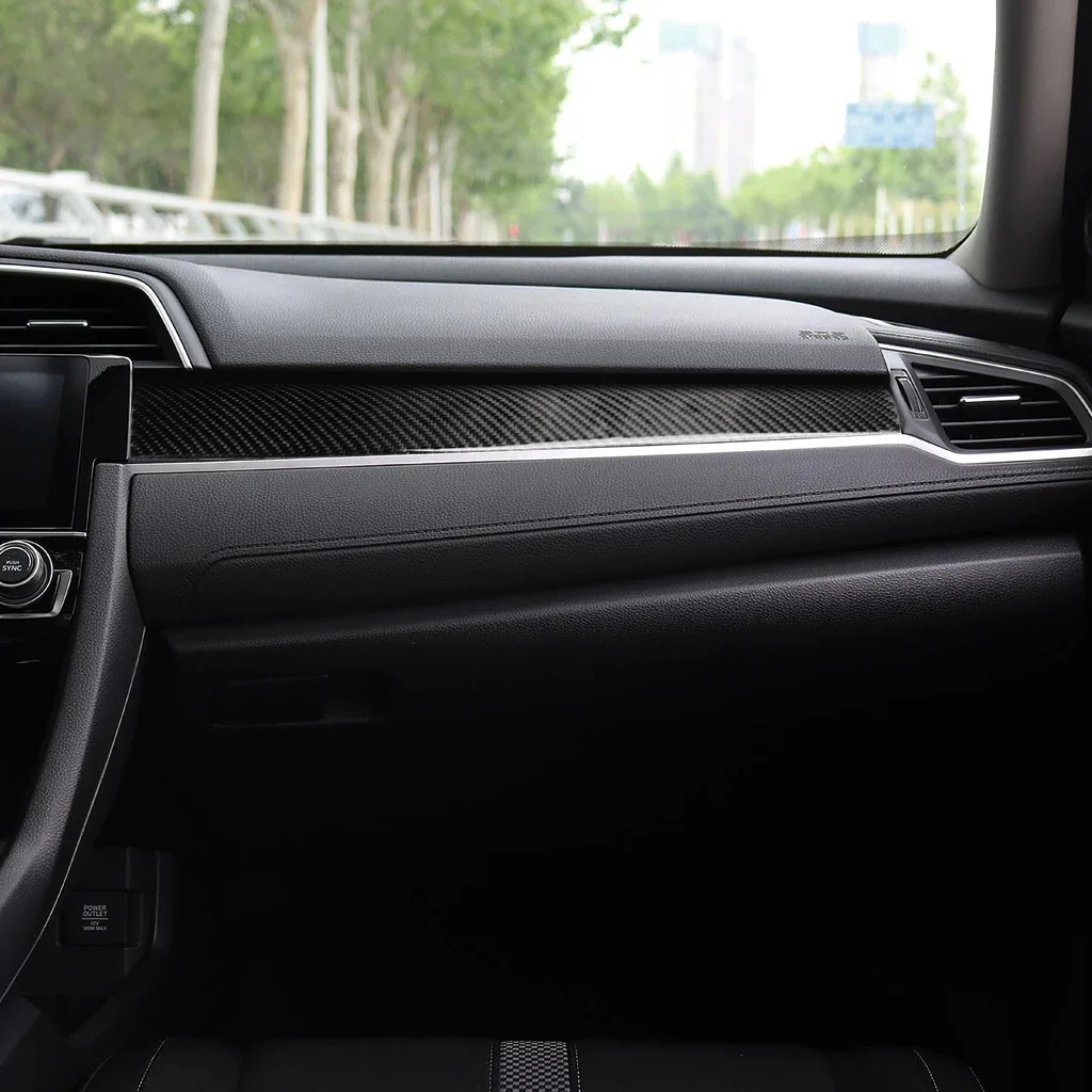 Per Honda Civic 10th Gen 2016-2019 Console centrale in fibra di carbonio Portaoggetti Pannello Accessori interni per auto Adesivi per tuning di copertura 2