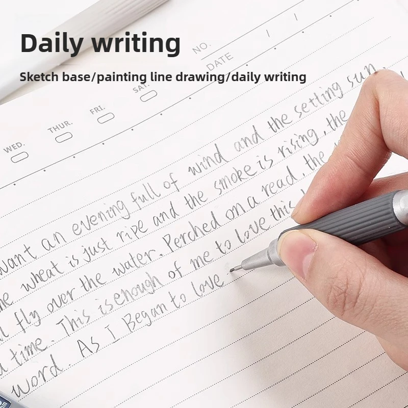 LANGUO Matita meccanica in metallo a bassa gravità per disegno con impugnatura morbida 0,3/0,5/0,7 mm Set di matite HB con mine Materiale scolastico di cancelleria 6
