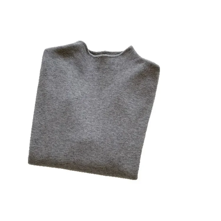 Semplice morbido tinta unita collo mezzo alto maglione lavorato a maglia strato base da donna autunno inverno caldo ed elegante camicia lavorata a maglia slim fit 5