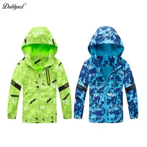 Cappotto per ragazzi doppiato Giacca in pile primavera inverno Ragazzi Impermeabile antivento Bambini Manica lunga con cappuccio Abbigliamento Giacca a vento Capispalla 1