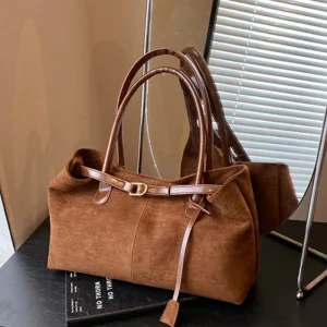Borsa tote smerigliata in pelle scamosciata retrò Borsa da donna semplice di fascia alta per pendolarismo Borsa a tracolla per borsa sotto le ascelle autunno inverno 1