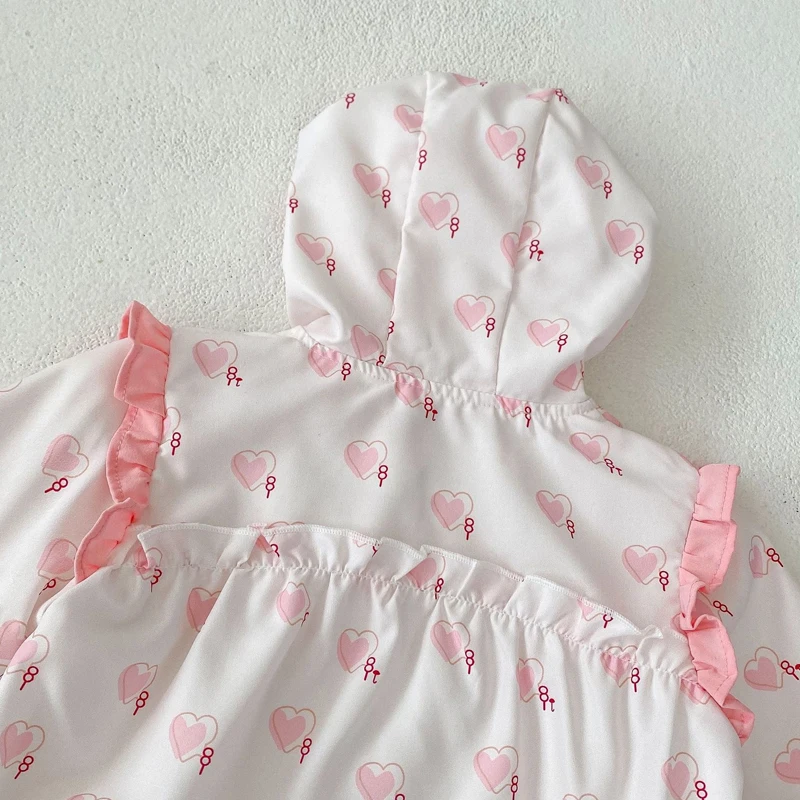 Autunno nuovo stile 0-3 anni vestiti per bambini per neonate, amorevole giacca a vento con cerniera con cappuccio, dolce cappotto 6