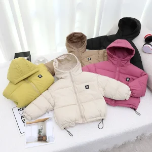 Piumini in cotone per bambini Autunno Inverno Capispalla imbottito spesso Pile per adolescenti Cappotti caldi con cappuccio Parka Abbigliamento per bambini 3-10 anni 1