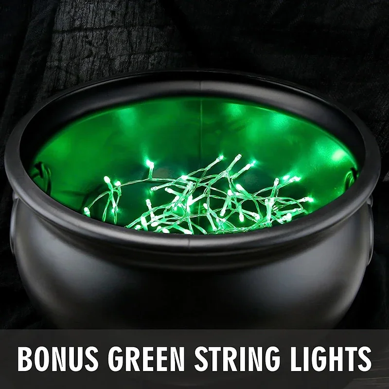 Decorazione di Halloween Calderone da strega grande per esterni su treppiede con luci Secchio per caramelle Decorazione per feste di carnevale horror per falò di Halloween 4