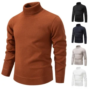 Sweatwear Uomo Anti-pilling Maglione dolcevita lavorato a maglia di alta qualità Slim Fit Pullover a maniche lunghe Tinta unita Tendenza Abbigliamento uomo 1