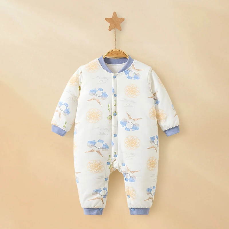 Tuta da neonato trapuntata autunno inverno in puro cotone spesso abbigliamento da neonato tuta da bambino unisex tuta strisciante 5