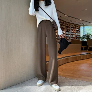 Pantaloni a gamba larga da donna Primavera Autunno Casual dritto stile OL Abiti larghi Pantalone femminile Solid Size S-4XL Pantaloni lunghi 1